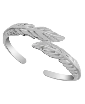 Sterling Silver Feather Bypass Adjustable Toe Ring