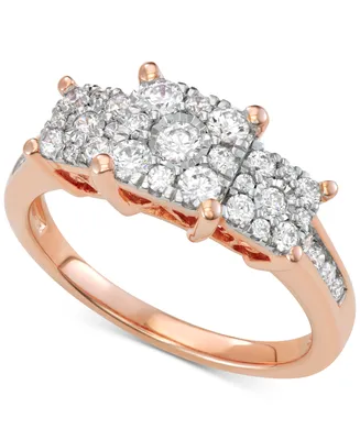 Diamond Princess Triple Halo Engagement Ring (3/4 ct. t.w.) 14k White, Yellow or Rose Gold