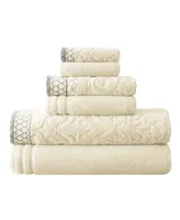 Modern Threads Damask Jacquard Embellished Border 6-Pc. Towel Set