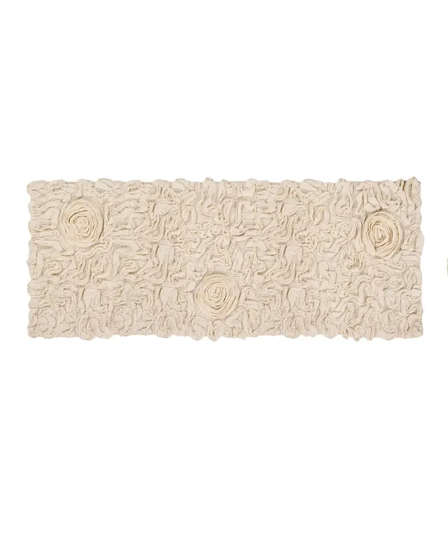 Bell Flower Collection Cotton Bath Rug 21x54 Runner - Grey