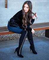 Journee Collection Women's Trill Wide Calf Lace Up Over The Knee Dress Boots
