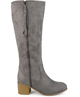 Journee Collection Women's Sanora Stacked Heel Mid Shaft Boots