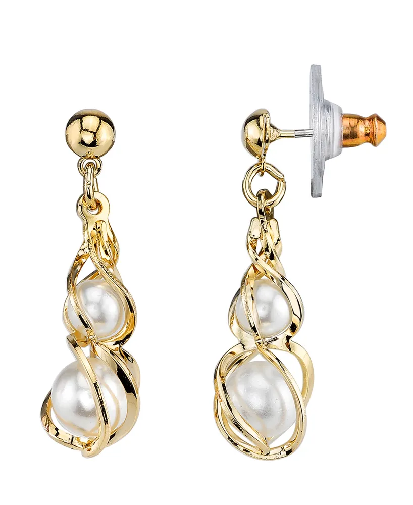 2028 Gold-Tone Simulated Pearl Drop Earrings