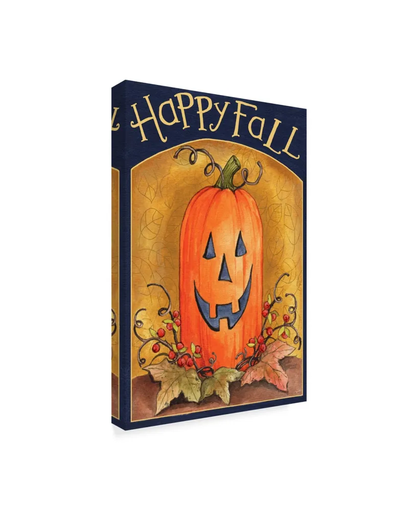 Melinda Hipsher 'Pumpkin Face Happy Fall' Canvas Art - 16" x 24"