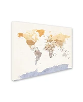 Michael Tompsett 'Watercolour Political Map of the World' Canvas Art - 24" x 32"