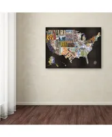 Masters Fine Art 'Usa License Plat Map on Black Wood' Canvas Art - 24" x 32"