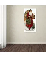 Vintage Apple Collection 'Christmas Stocking Santa' Canvas Art - 16" x 32"