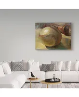 Hall Groat Ii 'Baseball With Bat' Canvas Art - 19" x 14"