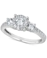 Diamond Halo Engagement Ring (1 ct. t.w.) in 14k White Gold