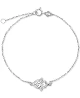 Hamsa Hand Chain Ankle Bracelet in Sterling Silver