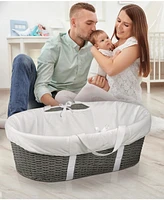 Badger Basket Unisex Wicker-Look Woven Baby Moses Basket With Bedding