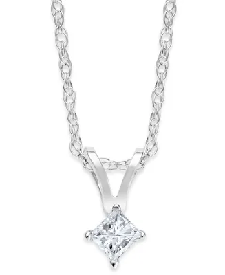 10k White Gold Necklace, Princess-Cut Diamond Accent Pendant