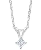10k White Gold Necklace, Princess-Cut Diamond Accent Pendant