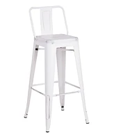 Ac Pacific Industrial Metal Barstools with Bucket Back and 4 Legs, Set of 2