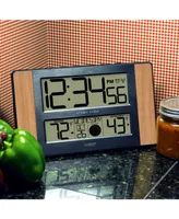 La Crosse Technology Atomic Digital Clock with Temperature and Moon Phase, Oak finish