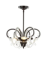 Jonathan Y Caroline 16" Metal/Crystal Led Adjustable Pendant