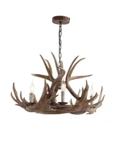 Jonathan Y Eldora 28.5" Adjustable Resin Antler 6-Light Chandelier