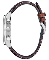 Citizen Eco-Drive Men's Chronograph Brycen Chestnut Brown Leather Strap Watch 44mm