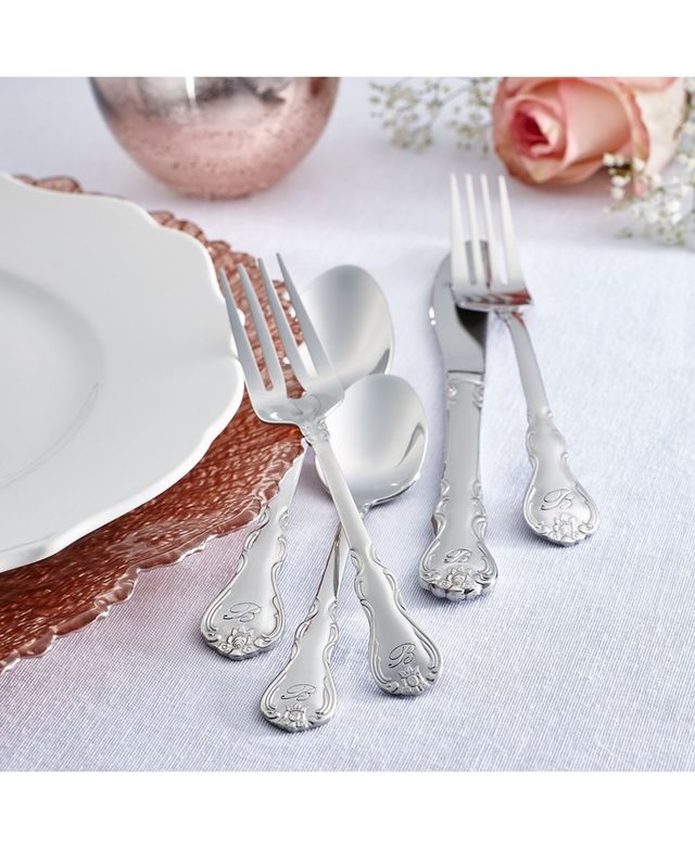 Riverridge Bouquet 46 Piece Monogrammed Flatware Set - X, Service for 8