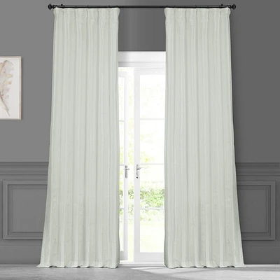 Half Price Drapes Eggshell Solid Faux Silk Taffeta Room Darkening Curtain
