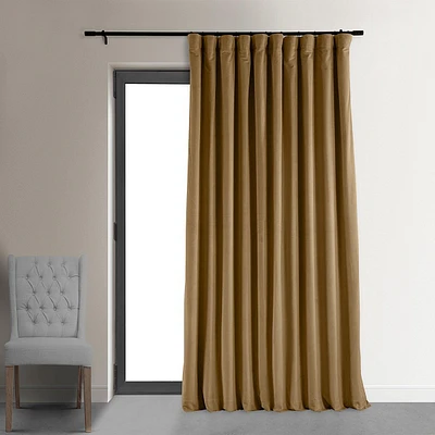 Half Price Drapes Amber Gold Signature Extra Wide Velvet Blackout Curtain