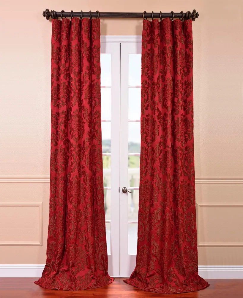 Half Price Drapes Astoria Red & Bronze Damask Faux Silk Jacquard Room Darkening Curtain