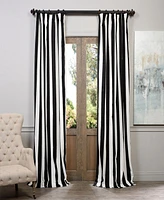 Half Price Drapes Cabana Black Striped Printed Cotton Room Darkening Curtain