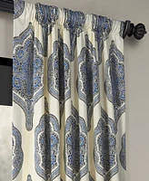 Half Price Drapes Arabesque Blue Emblem Printed Cotton Room Darkening Curtain