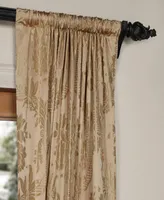 Half Price Drapes Magdelena Beige & Gold Damask Faux Silk Jacquard Room Darkening Curtain