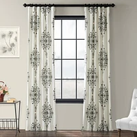 Half Price Drapes Kerala Cocoa Emblem Printed Cotton Room Darkening Curtain