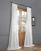 Half Price Drapes Strasbourg Dot Cream Geometric Patterned Faux Linen Sheer Curtain