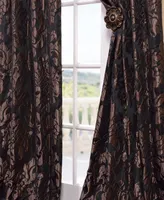 Half Price Drapes Astoria Black & Pewter Damask Faux Silk Jacquard Room Darkening Curtain