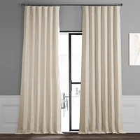 Half Price Drapes Oat Cream Textured Bellino Room Darkening Curtain