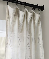 Half Price Drapes Suez Natural Embroidered Striped Patterned Faux Linen Sheer Curtain
