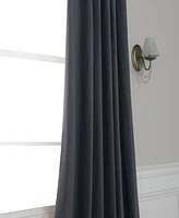 Half Price Drapes Distance Blue Grey Signature Velvet Blackout Curtain