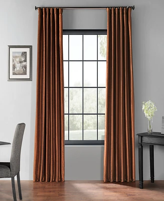 Half Price Drapes Copper Kettle Vintage Textured Faux Dupioni Silk Blackout Curtain