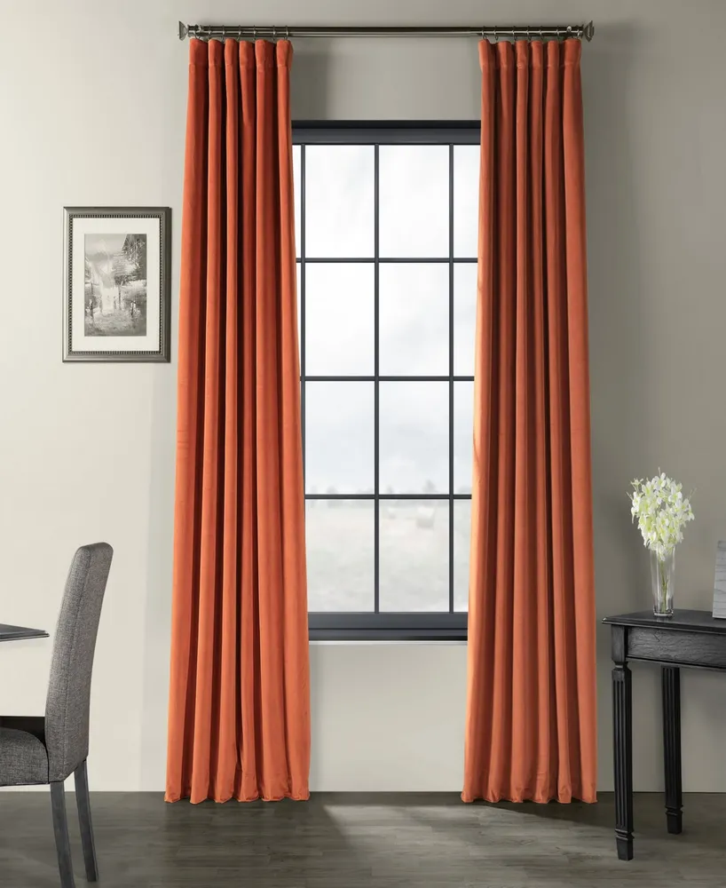 Half Price Drapes Burnt Pumpkin Signature Velvet Blackout Curtain