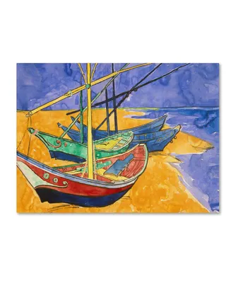 Vincent Van Gogh 'Fishing Boats on the Beach' Canvas Art - 24" x 18"