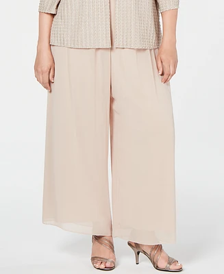 Alex Evenings Plus Wide-Leg Chiffon Pants