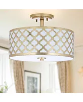 Safavieh Kora Quatrefoil 3 Light 15"D Gold Flush Mount