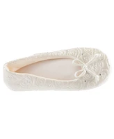 Isotoner Women's Satin with Rhinestones Ballerina Slipper, Online Only