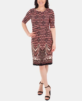 Ny Collection Printed Draped Shift Dress