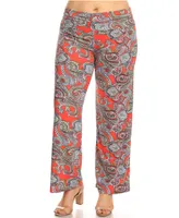 White Mark Plus Paisley Print Palazzo Pants