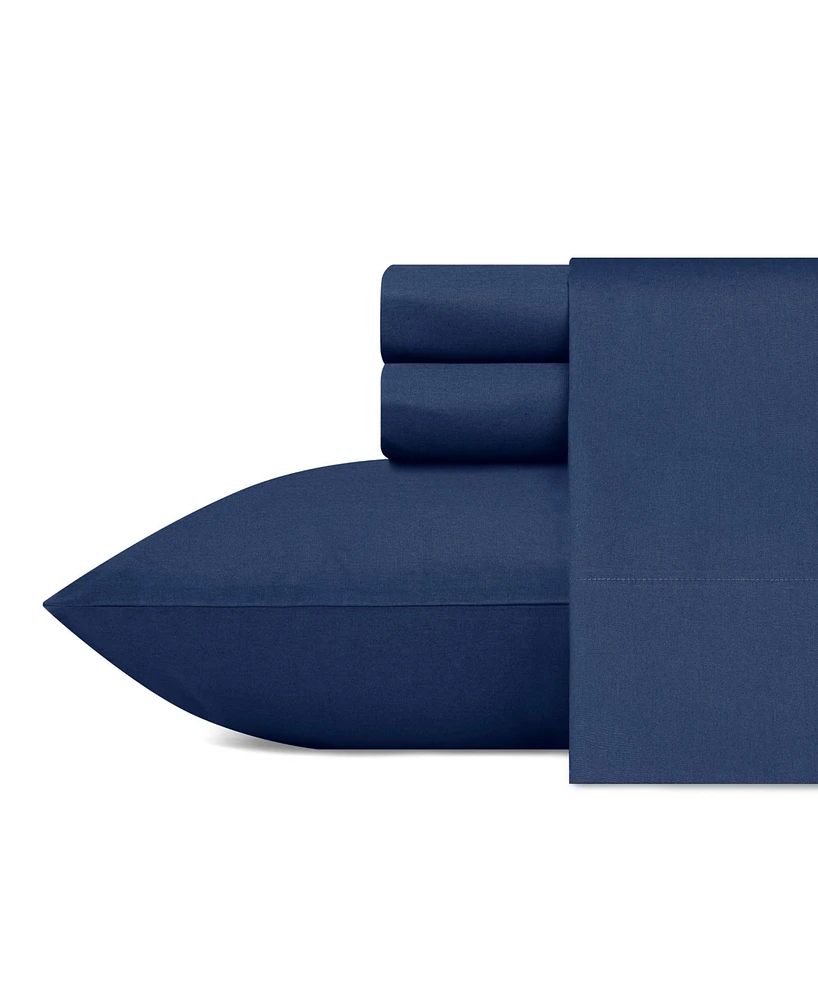 Nautica Solid Cotton Percale -Piece Sheet Set