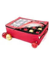 Santa's Bag 2 Tray Christmas Ornament Storage Box with Clear Lid
