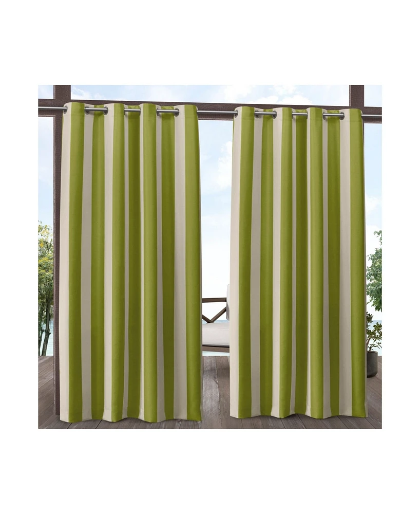 Exclusive Home Canopy Stripe Indoor/Outdoor Grommet Top Curtain Panel Pair, 54" x 96"