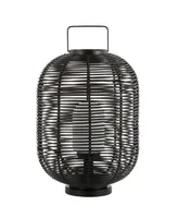 Jonathan Y Kandella 26.7" Outdoor Woven Oval Asian Led Lantern