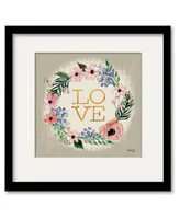 Courtside Market Love Flower Wreath 16" x 16" Framed and Matted Art