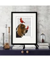 Courtside Market Basset Hound and Birds 16" x 20" Framed and Matted Art