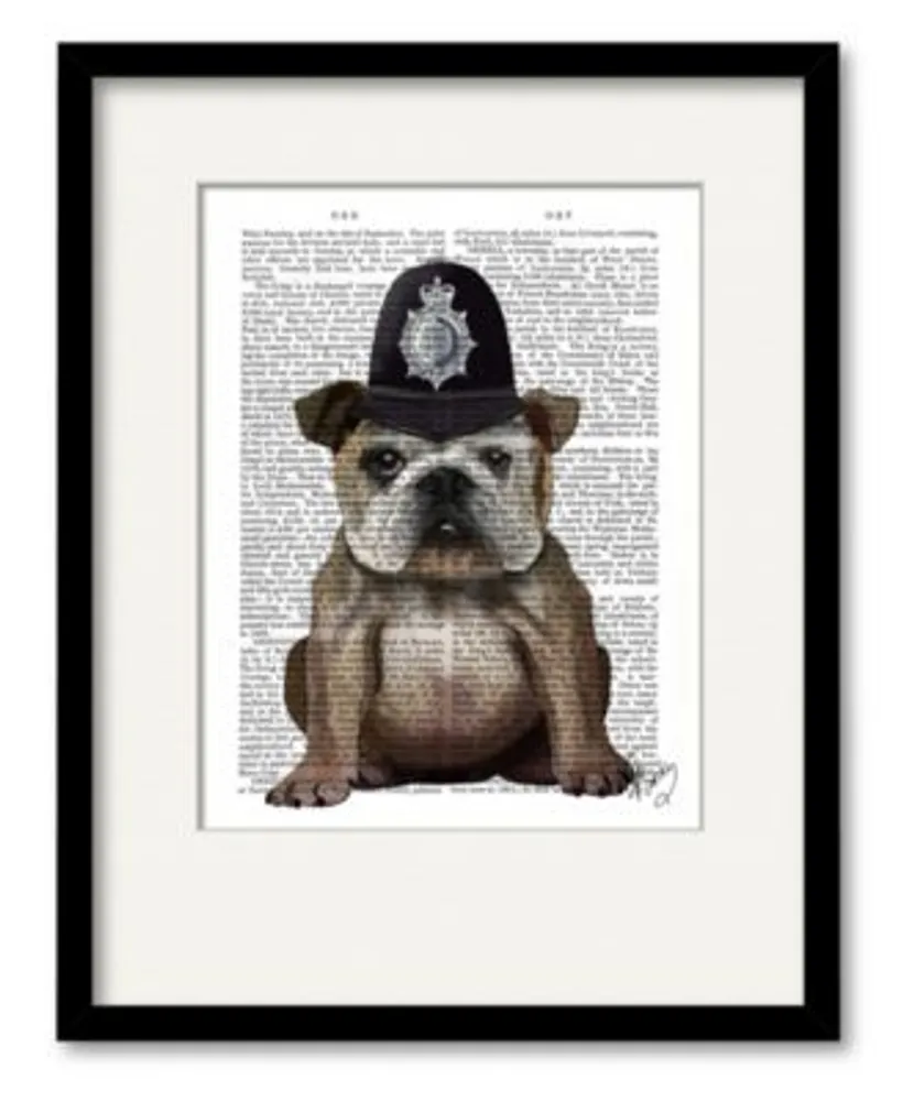 Courtside Market Bulldog Policeman Framed Matted Art Collection